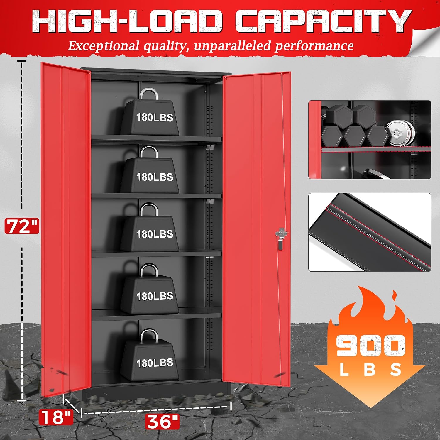 頑丈な金属製ガレージ収納キャビネット、スチール製ロック式ユー - Workshop Tools Storage のレビューと価格