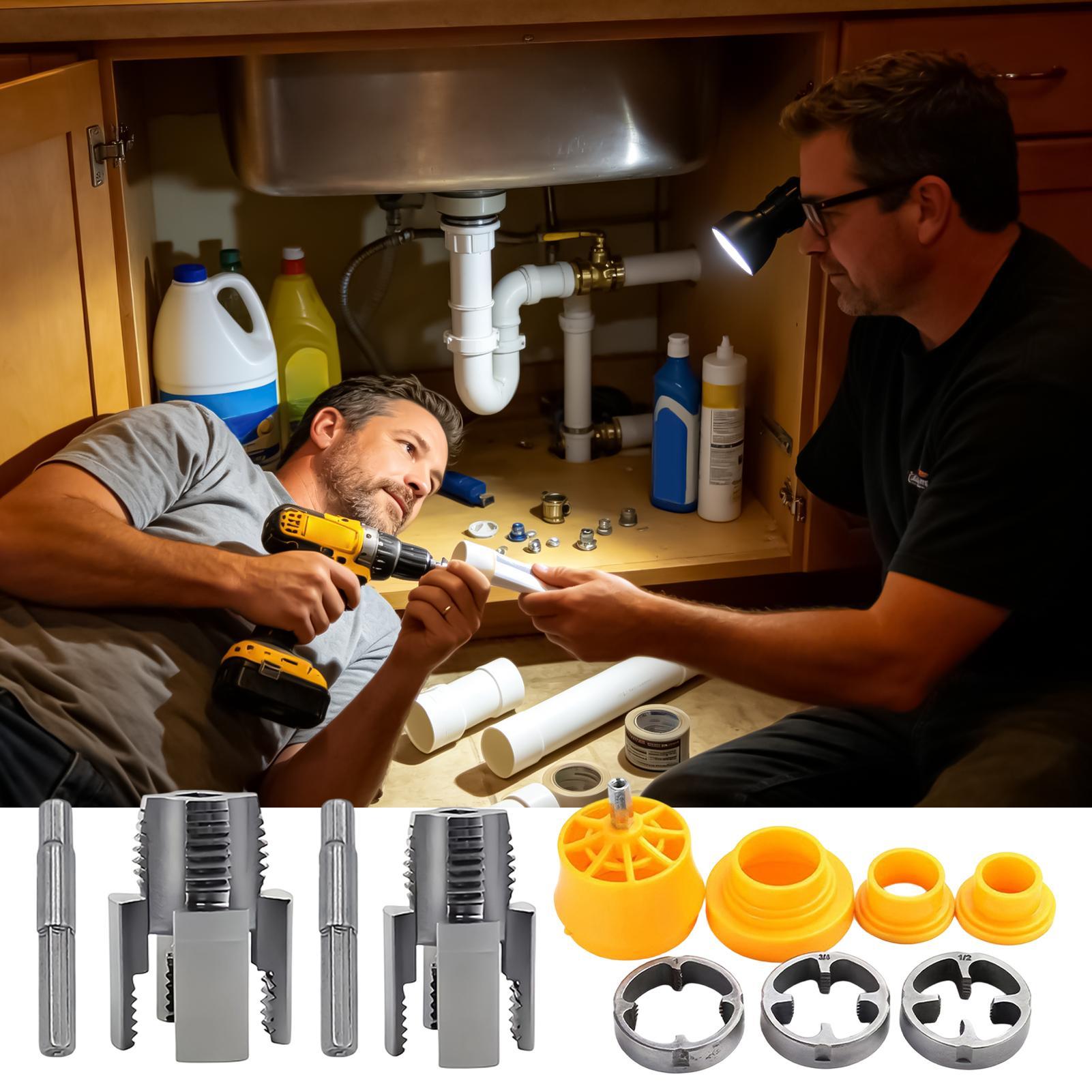 PVCパイプ用ねじ切り工具セット。金属製で、様々なサイズに対 - Tools In Metal Workshop のレビューと価格